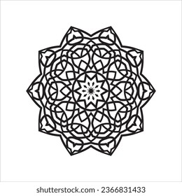 Circular pattern in form of mandala for Henna, Mehndi, tattoo, decoration. Decorative ornament in ethnic oriental style. Coloring book page.