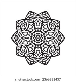 Circular pattern in form of mandala for Henna, Mehndi, tattoo, decoration. Decorative ornament in ethnic oriental style. Coloring book page.