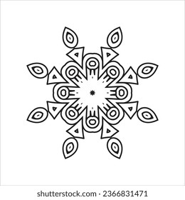 Circular pattern in form of mandala for Henna, Mehndi, tattoo, decoration. Decorative ornament in ethnic oriental style. Coloring book page.