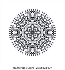 Circular pattern in form of mandala for Henna, Mehndi, tattoo, decoration. Decorative ornament in ethnic oriental style. Coloring book page.