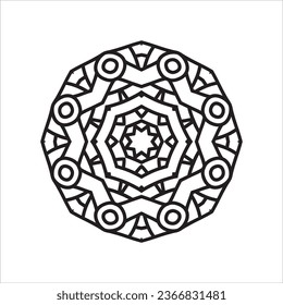 Patrón circular en forma de mandala para Henna, Mehndi, tatuaje, decoración. La decoración es de estilo étnico oriental. Coloreando la página del libro.