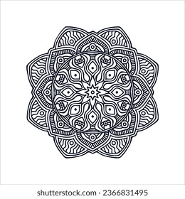 Circular pattern in form of mandala for Henna, Mehndi, tattoo, decoration. Decorative ornament in ethnic oriental style. Coloring book page.