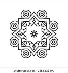 Circular pattern in form of mandala for Henna, Mehndi, tattoo, decoration. Decorative ornament in ethnic oriental style. Coloring book page.