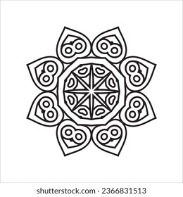 Circular pattern in form of mandala for Henna, Mehndi, tattoo, decoration. Decorative ornament in ethnic oriental style. Coloring book page.