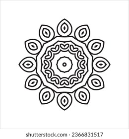 Circular pattern in form of mandala for Henna, Mehndi, tattoo, decoration. Decorative ornament in ethnic oriental style. Coloring book page.