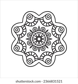 Circular pattern in form of mandala for Henna, Mehndi, tattoo, decoration. Decorative ornament in ethnic oriental style. Coloring book page.