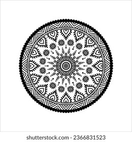 Circular pattern in form of mandala for Henna, Mehndi, tattoo, decoration. Decorative ornament in ethnic oriental style. Coloring book page.