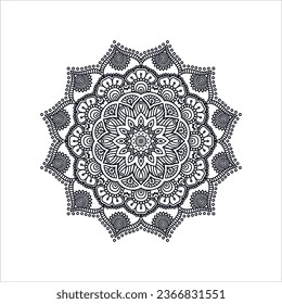 Circular pattern in form of mandala for Henna, Mehndi, tattoo, decoration. Decorative ornament in ethnic oriental style. Coloring book page.