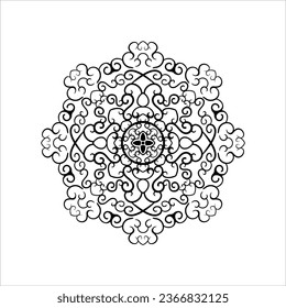 Circular pattern in form of mandala for Henna, Mehndi, tattoo, decoration. Decorative ornament in ethnic oriental style. Coloring book page