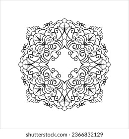 Circular pattern in form of mandala for Henna, Mehndi, tattoo, decoration. Decorative ornament in ethnic oriental style. Coloring book page