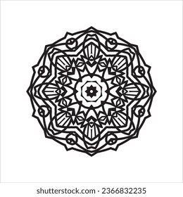 Circular pattern in form of mandala for Henna, Mehndi, tattoo, decoration. Decorative ornament in ethnic oriental style. Coloring book page