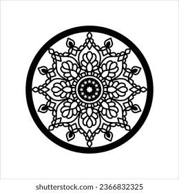 Circular pattern in form of mandala for Henna, Mehndi, tattoo, decoration. Decorative ornament in ethnic oriental style. Coloring book page