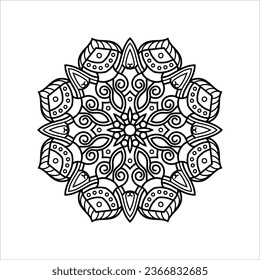 Circular pattern in form of mandala for Henna, Mehndi, tattoo, decoration. Decorative ornament in ethnic oriental style. Coloring book page