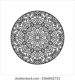 Circular pattern in form of mandala for Henna, Mehndi, tattoo, decoration. Decorative ornament in ethnic oriental style. Coloring book page
