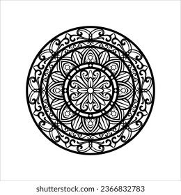 Circular pattern in form of mandala for Henna, Mehndi, tattoo, decoration. Decorative ornament in ethnic oriental style. Coloring book page