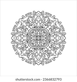 Circular pattern in form of mandala for Henna, Mehndi, tattoo, decoration. Decorative ornament in ethnic oriental style. Coloring book page