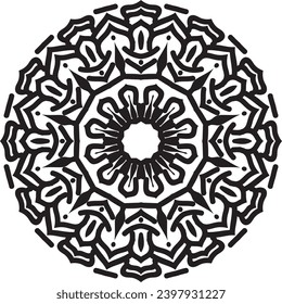 Circular pattern in form of mandala for Henna, Mehndi, tattoo, decoration. Decorative ornament in ethnic oriental style. Coloring book page.
