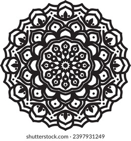 Circular pattern in form of mandala for Henna, Mehndi, tattoo, decoration. Decorative ornament in ethnic oriental style. Coloring book page.
