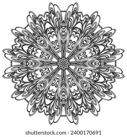 Circular pattern in form of mandala for Henna, Mehndi, tattoo, decoration. Decorative ornament in ethnic oriental style. Coloring book page.