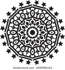 Circular pattern in form of mandala for Henna, Mehndi, tattoo, decoration. Decorative ornament in ethnic oriental style. Coloring book page.
