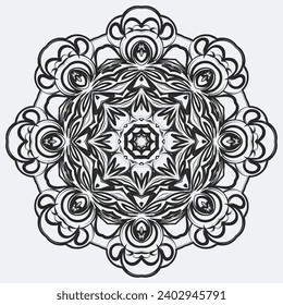 Circular pattern in form of mandala for Henna, Mehndi, tattoo, decoration. Decorative ornament in ethnic oriental style. Coloring book page.