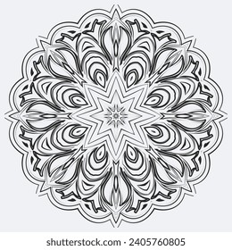 Circular pattern in form of mandala for Henna, Mehndi, tattoo, decoration. Decorative ornament in ethnic oriental style. Coloring book page.