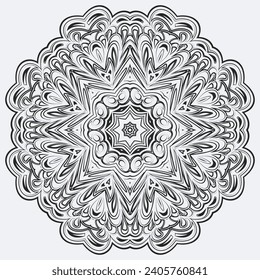 Circular pattern in form of mandala for Henna, Mehndi, tattoo, decoration. Decorative ornament in ethnic oriental style. Coloring book page.