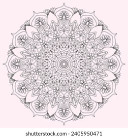 Circular pattern in form of mandala for Henna, Mehndi, tattoo, decoration. Decorative ornament in ethnic oriental style. Coloring book page.