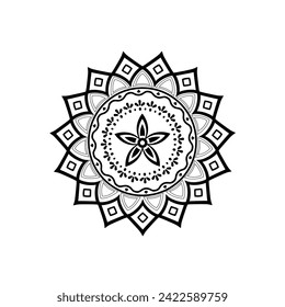 Circular pattern in form of mandala for Henna, Mehndi, tattoo, decoration. Decorative ornament in ethnic oriental style. Coloring book page.