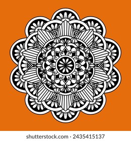 Circular pattern in form of mandala for Henna, Mehndi, tattoo, decoration. Decorative ornament in ethnic oriental style. Coloring book page.