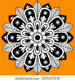 Circular pattern in form of mandala for Henna, Mehndi, tattoo, decoration. Decorative ornament in ethnic oriental style. Coloring book page.