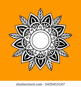 Circular pattern in form of mandala for Henna, Mehndi, tattoo, decoration. Decorative ornament in ethnic oriental style. Coloring book page.