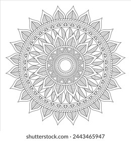 Circular pattern in form of mandala for Henna, Mehndi, tattoo, decoration. Decorative ornament in ethnic oriental style. Coloring book page.