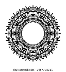 Circular pattern in form of mandala for Henna, Mehndi, tattoo, decoration. Decorative ornament in ethnic oriental style. Coloring book page.
