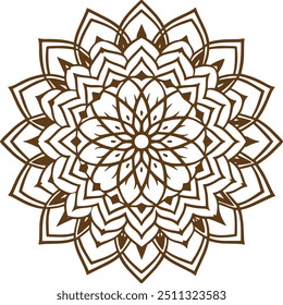 Padrão circular em forma de mandala para Henna, Mehndi, tatuagem, decoração. Ideias florais simples para colorir o design da página do livro. Ornamento de moldura decorativo em estilo oriental étnico