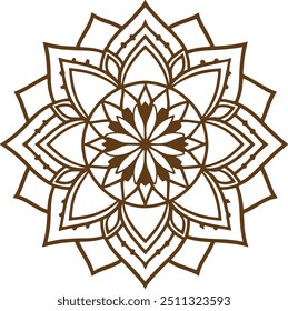 Circular pattern in form of mandala for Henna, Mehndi, tattoo, decoration. Simple Floral Ideas for Coloring book page design. Decorative frame ornament in ethnic oriental style