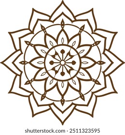 Circular pattern in form of mandala for Henna, Mehndi, tattoo, decoration. Simple Floral Ideas for Coloring book page design. Decorative frame ornament in ethnic oriental style