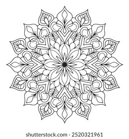 Padrão circular em forma de mandala. Henna tatoo mandala. Estilo Mehndi. Padrão decorativo em estilo oriental. Página do livro de cores.