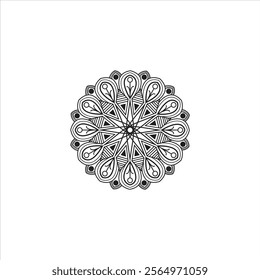 Circular pattern in form of mandala for Henna, Mehndi, tattoo, decoration art line book coloring.