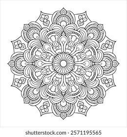 Circular pattern in the form of a mandala. Henna tatoo mandala. Mehndi style. Decorative pattern in oriental style. Coloring book page.