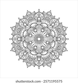 Circular pattern in the form of a mandala. Henna tatoo mandala. Mehndi style. Decorative pattern in oriental style. Coloring book page.