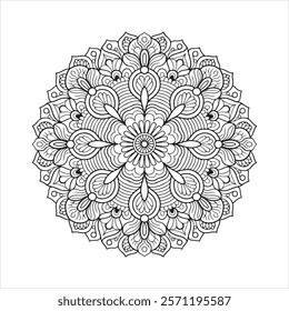Circular pattern in the form of a mandala. Henna tatoo mandala. Mehndi style. Decorative pattern in oriental style. Coloring book page.