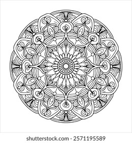 Circular pattern in the form of a mandala. Henna tatoo mandala. Mehndi style. Decorative pattern in oriental style. Coloring book page.