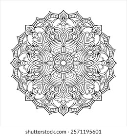 Circular pattern in the form of a mandala. Henna tatoo mandala. Mehndi style. Decorative pattern in oriental style. Coloring book page.