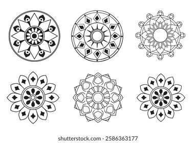Circular pattern in the form of a mandala. Henna tatoo mandala. Mehndi style.