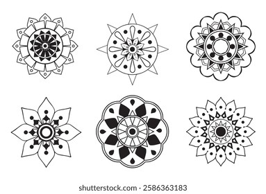 Circular pattern in the form of a mandala. Henna tatoo mandala. Mehndi style.