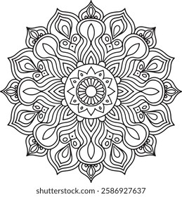 Circular pattern in the form of a mandala. Henna tatoo mandala. Mehndi style. Decorative pattern in oriental style