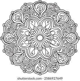 Circular pattern in the form of a mandala. Henna tatoo mandala. Mehndi style. Decorative pattern in oriental style