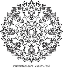 Circular pattern in the form of a mandala. Henna tatoo mandala. Mehndi style. Decorative pattern in oriental style
