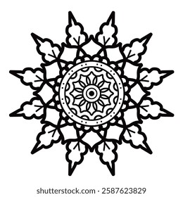 Circular pattern in the form of a mandala. Henna tatoo mandala. Mehndi style. Coloring book page.